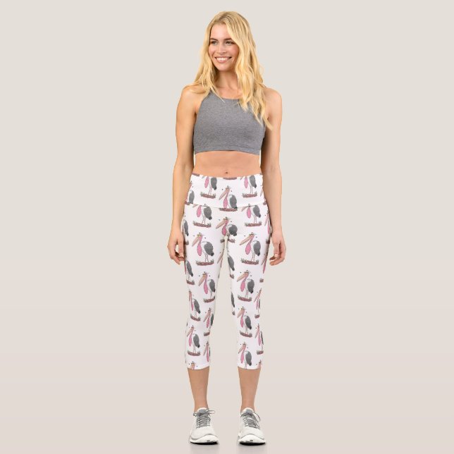 Leggings Capri Funny marabou stork personalizado (Anverso)