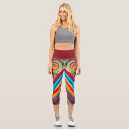 Leggings Capri Fusión de Onda de Color – Arte Moderno de Remolino