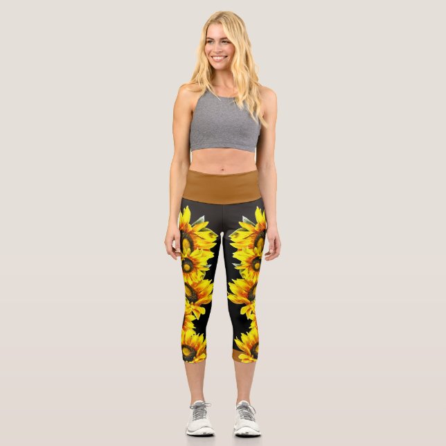 Leggings Capri Gafas de capri altas de girasol (Anverso)