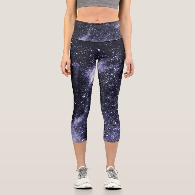 Leggings Capri Galaxia abstracta violeta morada (Anverso)