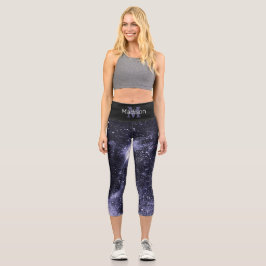 Leggings Capri Galaxia abstracta violeta peri negra Monograma