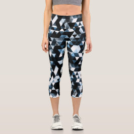 Leggings Capri Galaxia humeante azul triangular con vibración geo