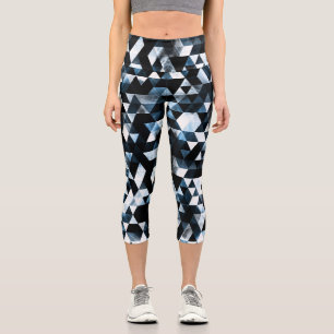 Leggings Capri Galaxia humeante azul triangular con vibración geo