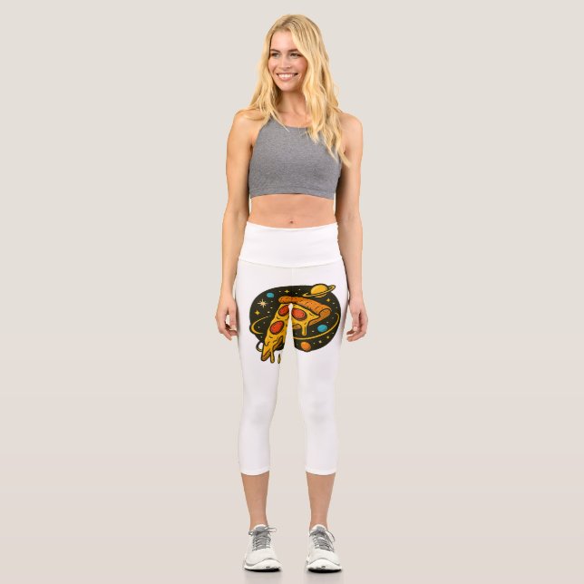 Leggings Capri Galaxia Pizza - Trozo cósmico de sabor (Anverso)