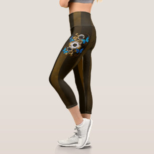 Leggings Capri Gases de vapor y mariposas azules