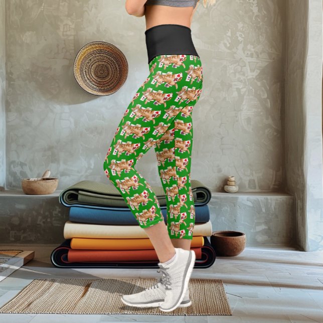 Leggings Capri Gato atigrado naranja divertido jugando cartas de  (Subido por el creador)