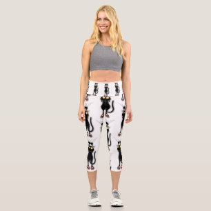 Leggings Capri Gato divertido Personaje Rascando Tela