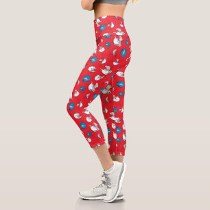 Leggings Capri Gato en el sombrero El patrón rojo del pez