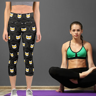Leggings Capri Gato En Glass De Sol Y Punto En Negro Amarillo Bla