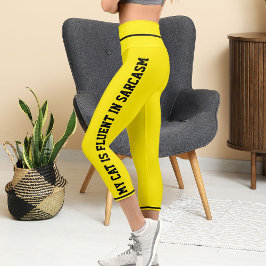 Leggings Capri Gato Mascota de cómico divertido amarillo brillant