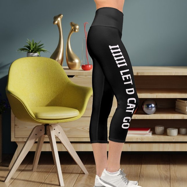Leggings Capri Gato Mascota negro blanco personalizado de mamá de (Subido por el creador)