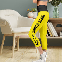 Leggings Capri Gato Mascota Personalizado Cita Sobre Amarillo Bri
