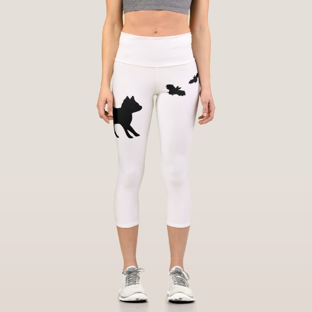 Leggings Capri Gato negro con bata (Anverso)