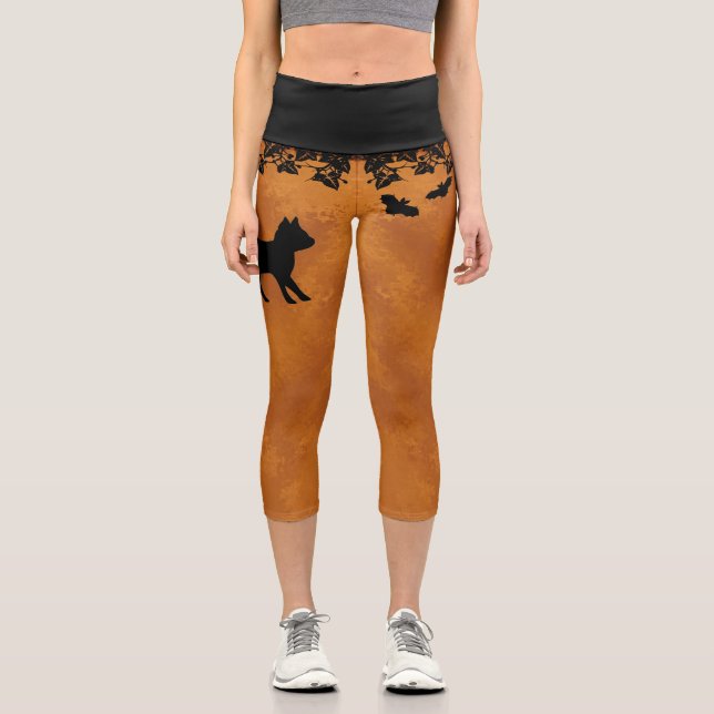 Leggings Capri Gato negro con bata (Anverso)