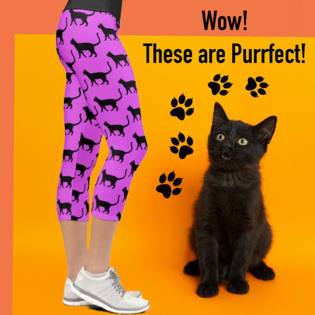 Leggings Capri Gato negro Gato caliente rosa loca mujer gato (Just for cat lovers!)