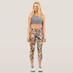Leggings Capri Gatos divertidos de Halloween en una fiesta