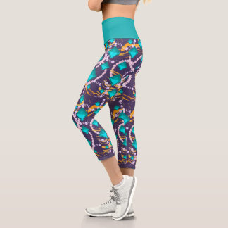 Leggings Capri Gemas de Aqua, perlas y púrpura