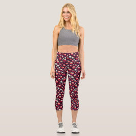 Leggings Capri Gemas rojas de plata y diamantes