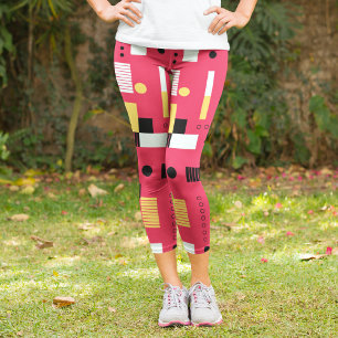 Leggings Capri Geometría de bandas de polka