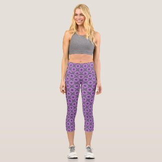 Leggings Capri Geometría de Mandala de Energía de Paz Púrpura