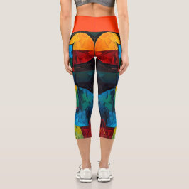 Leggings Capri Geometría de sueños vibrantes: arte abstracto mode