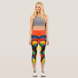 Leggings Capri Geometría de sueños vibrantes: arte abstracto mode