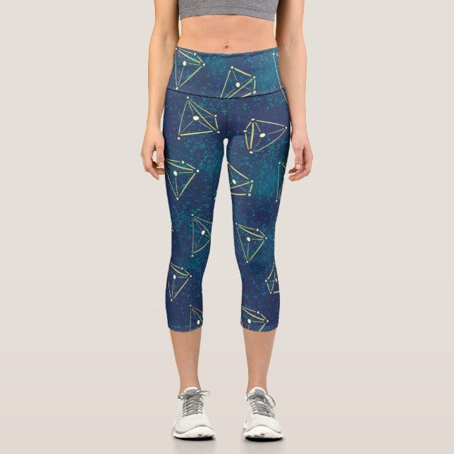 Leggings Capri Geometría del espacio del cielo estrelladoConstela (Anverso)