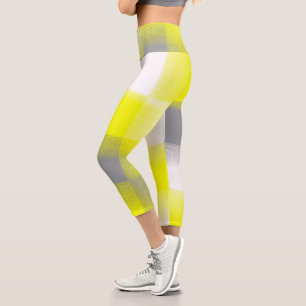 Leggings Capri Geometría divertida Resumen Arte Blanco Gris Amari