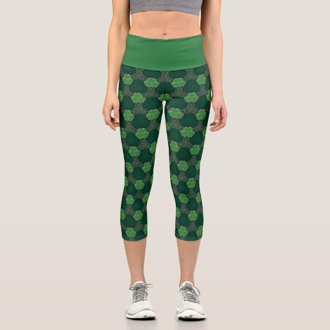 Leggings Capri Geometric St Patricks day Celtic Triskele Shamrock (Anverso)