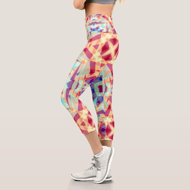 Leggings Capri Geométrica Marroquí Geométrica De La Pierna Turque (Izquierda)