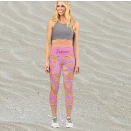 Leggings Capri Geométrico amarillo y púrpura rosa de Mod