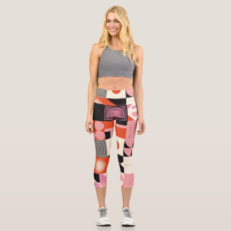 Leggings Capri Geométrico escandinavo: patrón de arte colorido