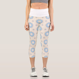 Leggings Capri Geométrico Estallido de Estrellas Azul