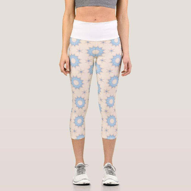 Leggings Capri Geométrico Estallido de Estrellas Azul (Anverso)