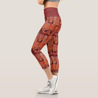 Leggings Capri Geométrico naranja y rojo