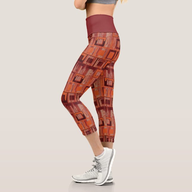 Leggings Capri Geométrico naranja y rojo (Izquierda)