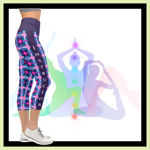 Leggings Capri Geométrico Retro Rosa y Azul