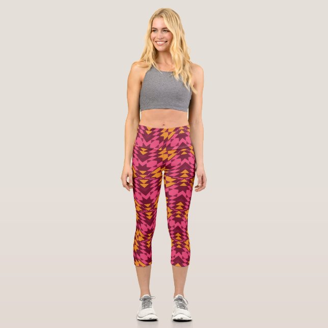Leggings Capri Geométrico sin tiempo: patrón sin foco (Anverso)