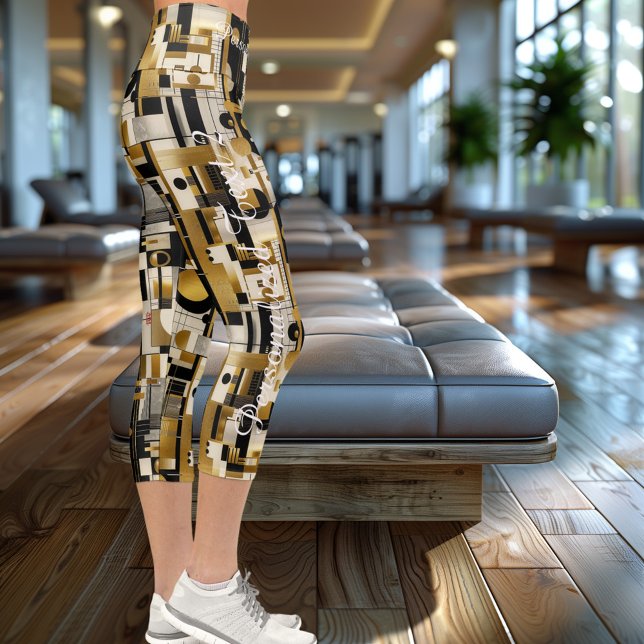 Leggings Capri Geométricos Dorados: Patrón Abstracto Moderno (Subido por el creador)