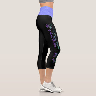 Leggings Capri Gimnasia Bubble Font con Waistband púrpura