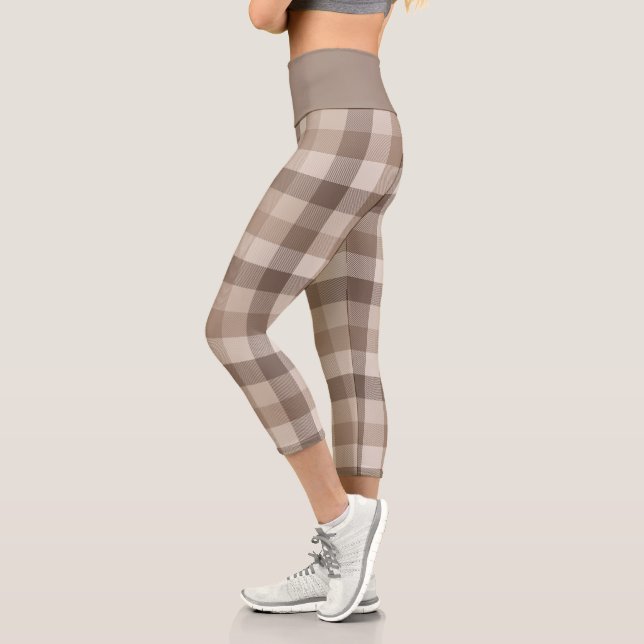 Leggings Capri Gingham a cuadros bronceado tierra neutral  (Izquierda)