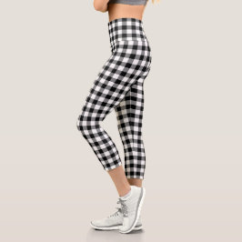 Leggings Capri Gingham Moderno en Negro y Blanco