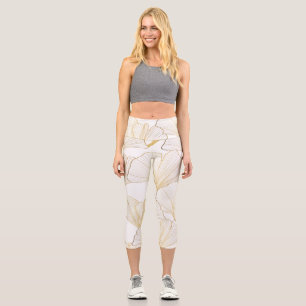 Leggings Capri Ginkgo Gold: Lujoso acuerdo de hojas