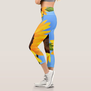 Leggings Capri Girasol amarillo contra el sol en el cielo azul - 