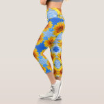 Leggings Capri Girasol amarillo y abejas en el cielo azul - Día d<br><div class="desc">Girasol amarillo y abejas en cielo azul - Día de verano - Foto Naturaleza de las flores - También puede personalizar - Elegir / Añadir su foto única - Imagen / Texto - Nombre / Color / Fuente / Tamaño / más - Hacer su regalo especial - Redimensionar y mover...</div>