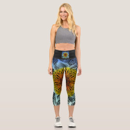 Leggings Capri Girasol de neón audaz moderno