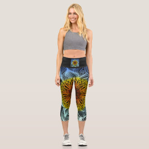 Leggings Capri Girasol de neón audaz moderno