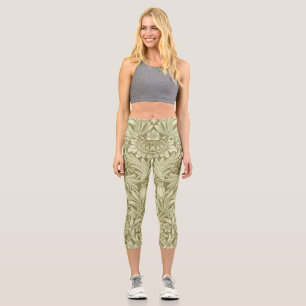 Leggings Capri Girasol William Morris Vintage Damasco Oliva