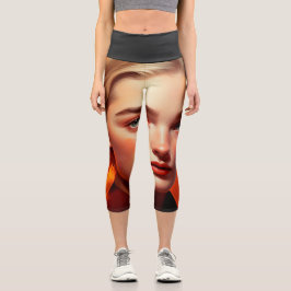 Leggings Capri Girl with blue eyes