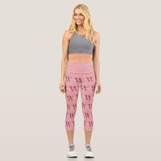 Leggings Capri Girly Monograma y Nombre Rojo rosa